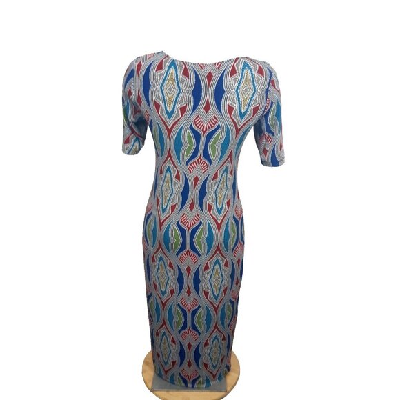 Chicos Travelers Midi Dress Small Colorful Sheath Long Mosaic Print Art Stretch - Picture 3 of 5